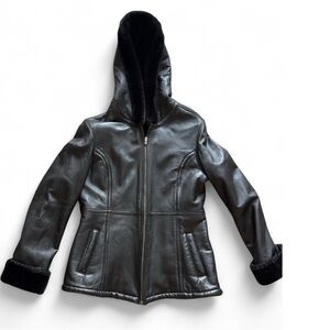 Vintage Sonoma real lamb skin leather with faux fur trim